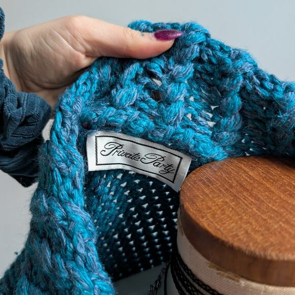 Vintage Blue Teal Chunky Knit Cardigan Cute Grannycore Cottagecore Sweater Small - Picture 9 of 9